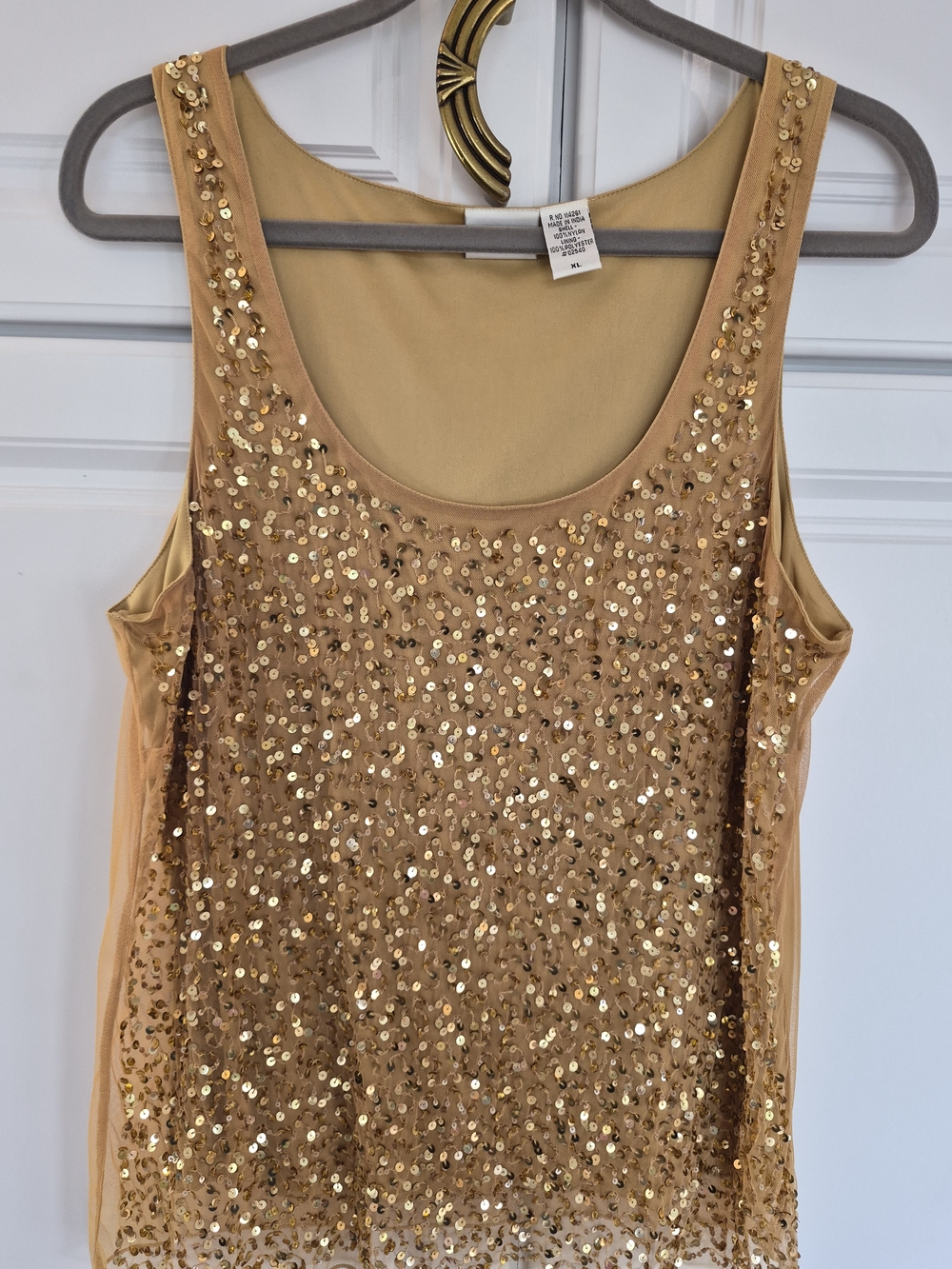 Newport News Gold Sequin Scoop Tank XL